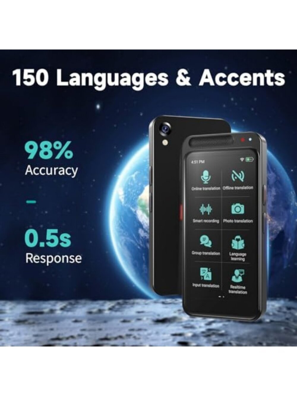 Portable Language Translator Device - 150+ Languages, Real-Time Voice/Text/Photo - Picture 4 of 7